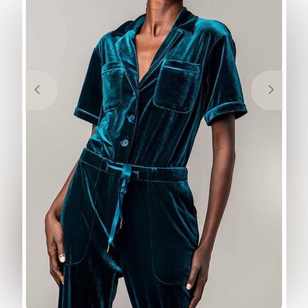 Rachel Antonoff Jewel Velour Jumpsuit in Sapphire NWOT